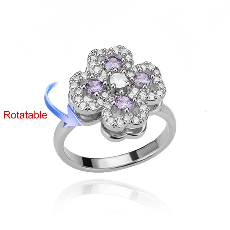 Rotating Four Clover Wedding Rings for Women Stainless Steel Anti-Stress Anxiety Ring Adjustable Aesthetic Jewelry anillos mujer
