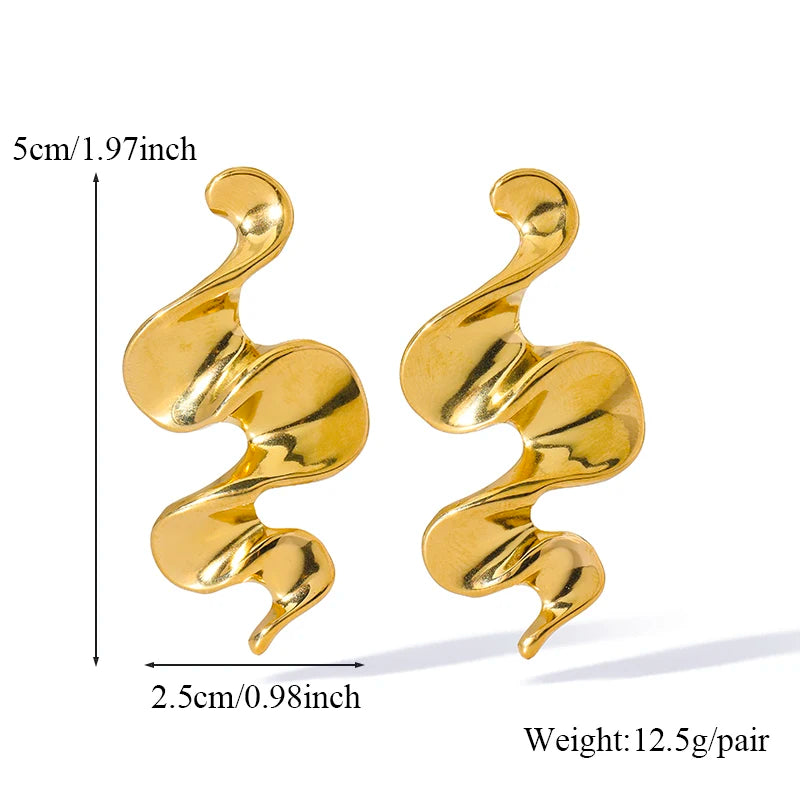 EILIECK 316L Stainless Steel Exaggerated Snake Dangle Earrings for Women Prevent Allergy Metal Charm Trendy Jewelry Lady Gift