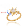 Rotating Four Clover Wedding Rings for Women Stainless Steel Anti-Stress Anxiety Ring Adjustable Aesthetic Jewelry anillos mujer