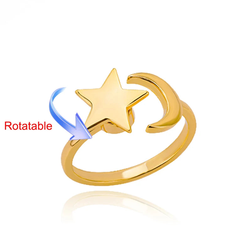 Rotating Four Clover Wedding Rings for Women Stainless Steel Anti-Stress Anxiety Ring Adjustable Aesthetic Jewelry anillos mujer