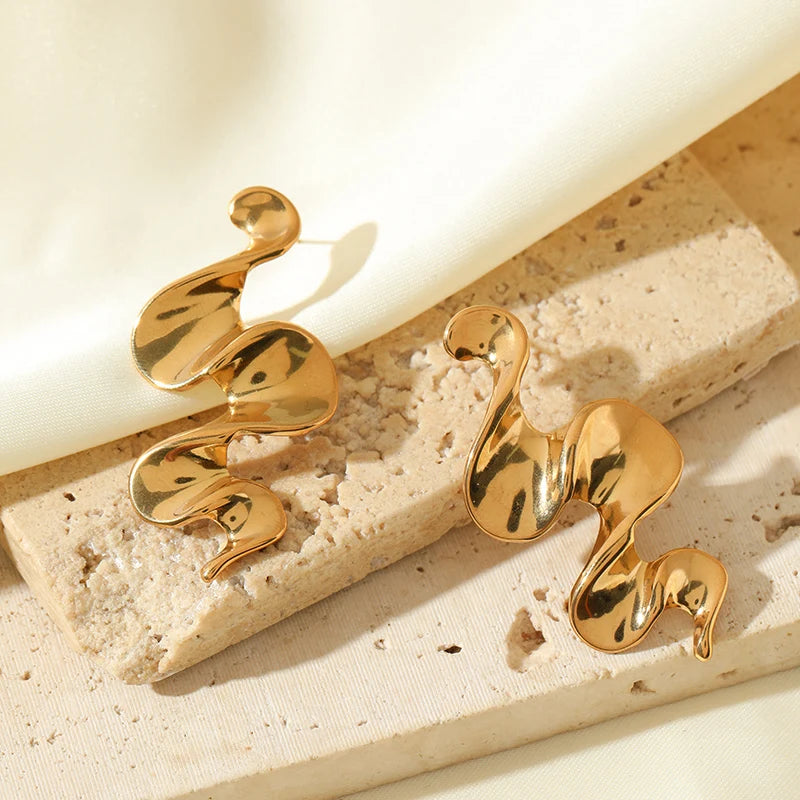 EILIECK 316L Stainless Steel Exaggerated Snake Dangle Earrings for Women Prevent Allergy Metal Charm Trendy Jewelry Lady Gift