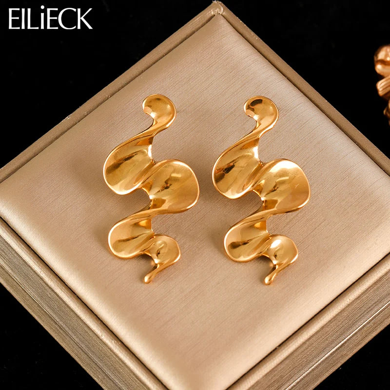 EILIECK 316L Stainless Steel Exaggerated Snake Dangle Earrings for Women Prevent Allergy Metal Charm Trendy Jewelry Lady Gift