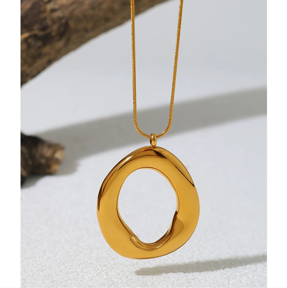 WILD & FREE Stainless Steel Irregular Pendant Necklace for Women Snake Bone Chains Trendy 18K Gold Plated Jewelry