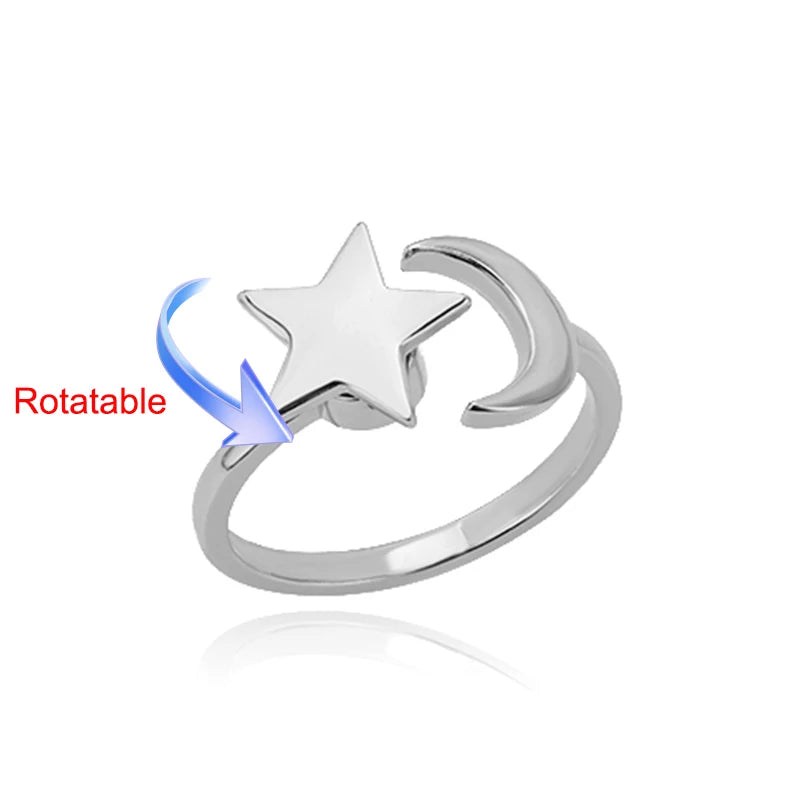 Rotating Four Clover Wedding Rings for Women Stainless Steel Anti-Stress Anxiety Ring Adjustable Aesthetic Jewelry anillos mujer
