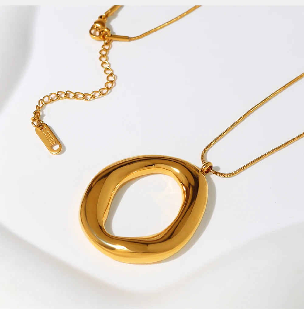 WILD & FREE Stainless Steel Irregular Pendant Necklace for Women Snake Bone Chains Trendy 18K Gold Plated Jewelry