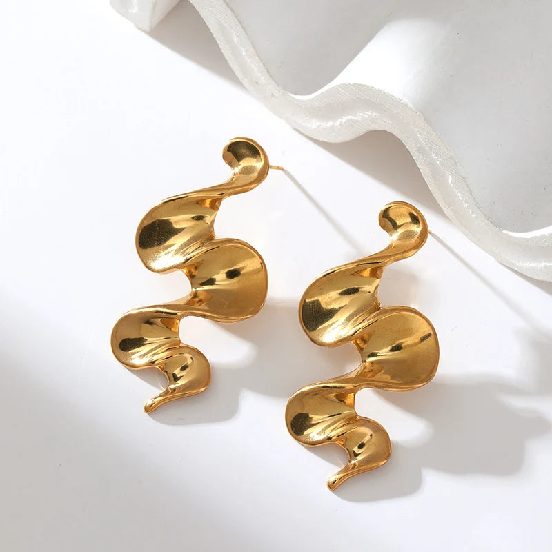 EILIECK 316L Stainless Steel Exaggerated Snake Dangle Earrings for Women Prevent Allergy Metal Charm Trendy Jewelry Lady Gift