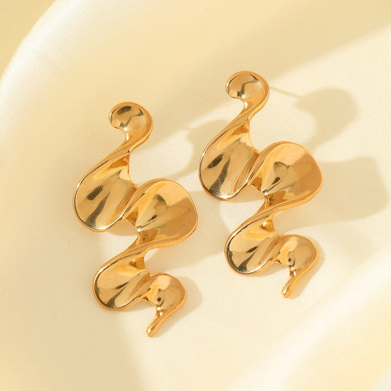 EILIECK 316L Stainless Steel Exaggerated Snake Dangle Earrings for Women Prevent Allergy Metal Charm Trendy Jewelry Lady Gift